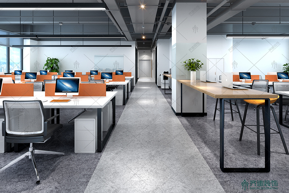 上海快倉智能科技員工開放式辦公區裝修設計效果圖