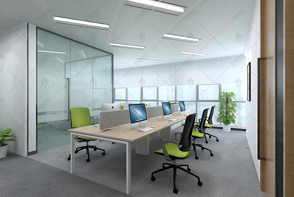 上海品責資產開放式辦公區裝修設計效果圖