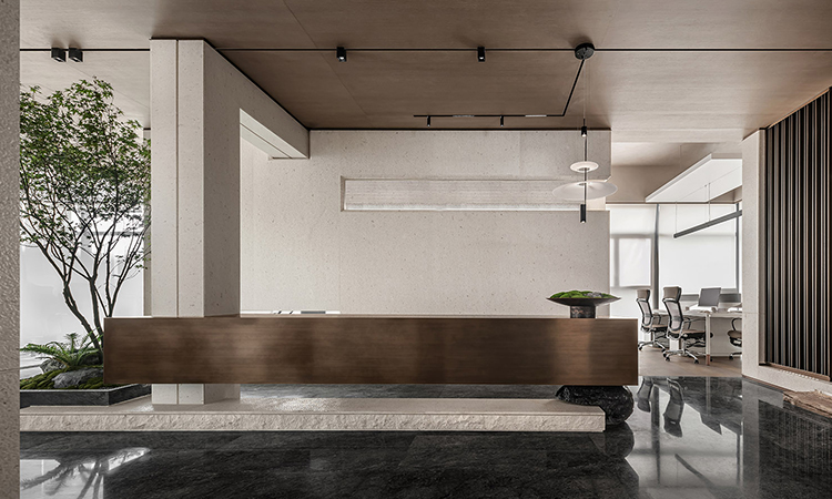 上海辦公室前臺裝修設計配色效果